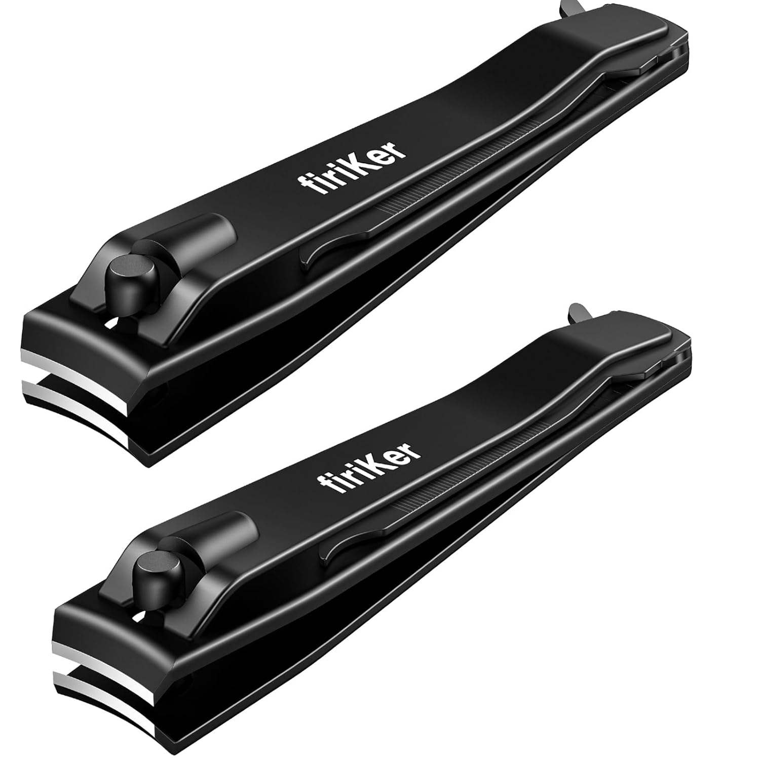 2PCS Nail Clippers Set Heavy Duty Black Matte Stainless Steel nail Clipper with Nail File Ultra Sharp Fingernail