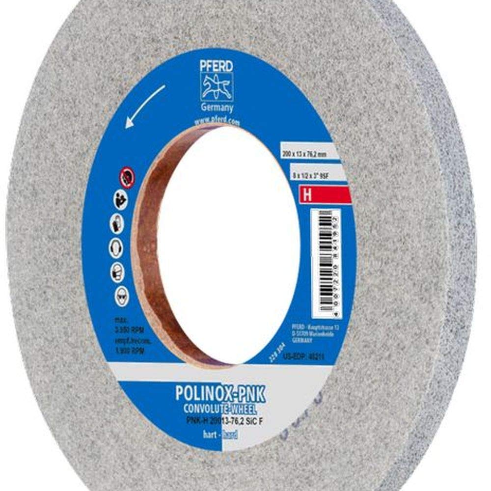 PFERD 48211 POLINOX PNK Non-Woven Abrasive Convolute Wheel, Silicon Carbide, 8