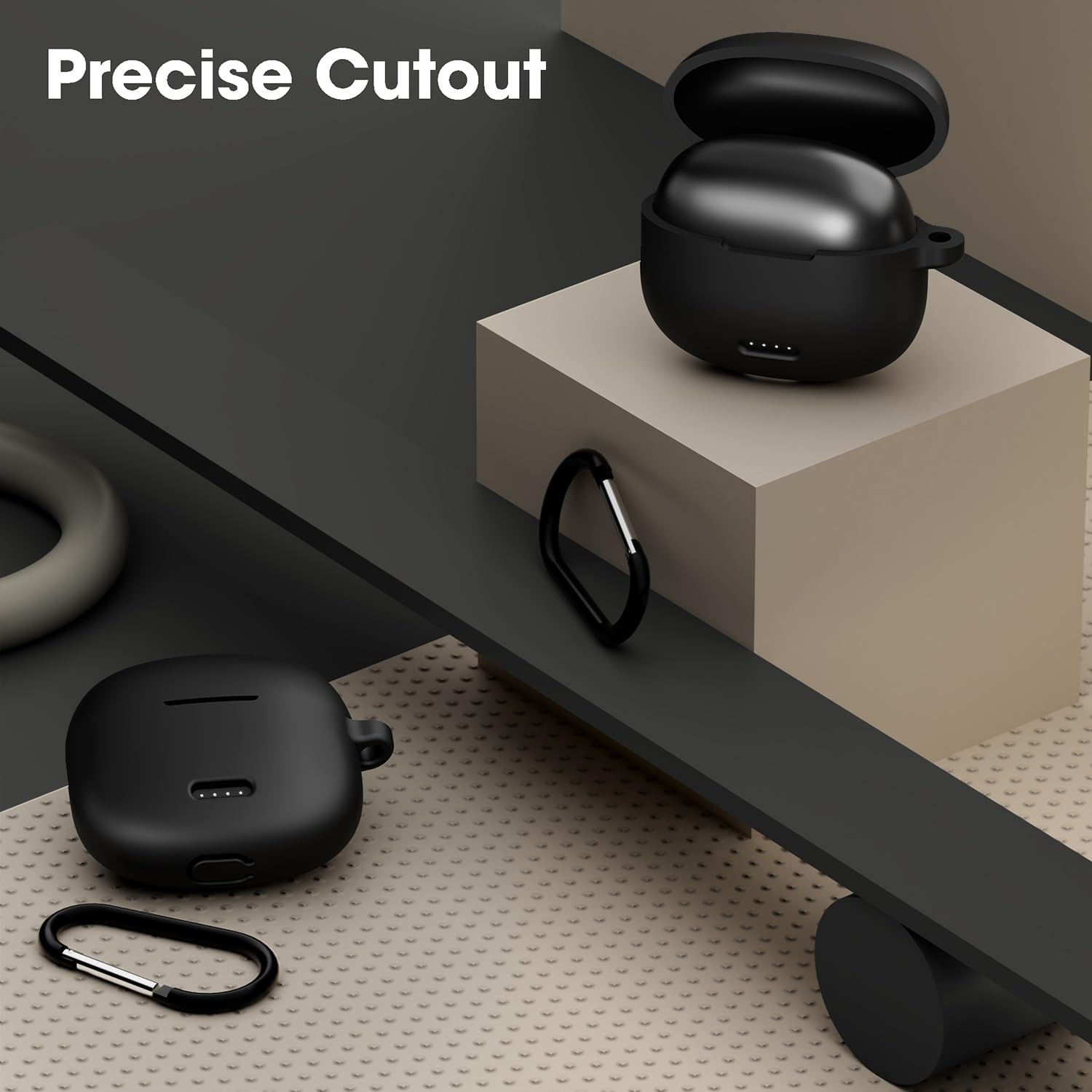 Sounce Earphone Case Cover Compatible for Noise Buds VS104, Soft Silicone Skin Case Cover Shock-Absorbing Protective Case with Keychain [Front LED Visible] - Black — Amazon image 5