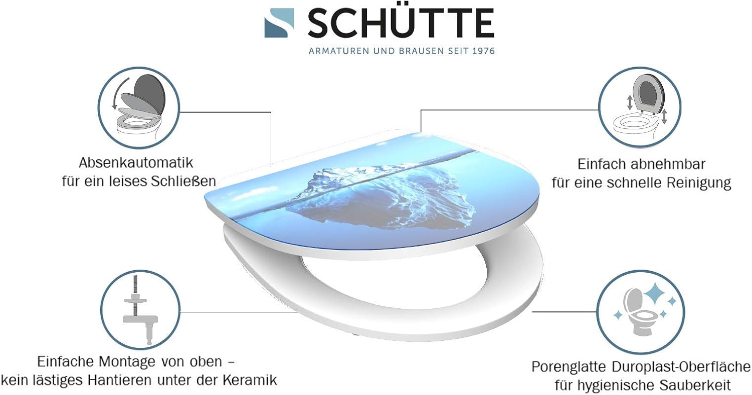 SCHÜTTE Iceberg Toilet Seat with Soft-Close Mechanism and Quick Release Made of Duroplast Toilet Seat with 175 kg Load Capacity - Image 4