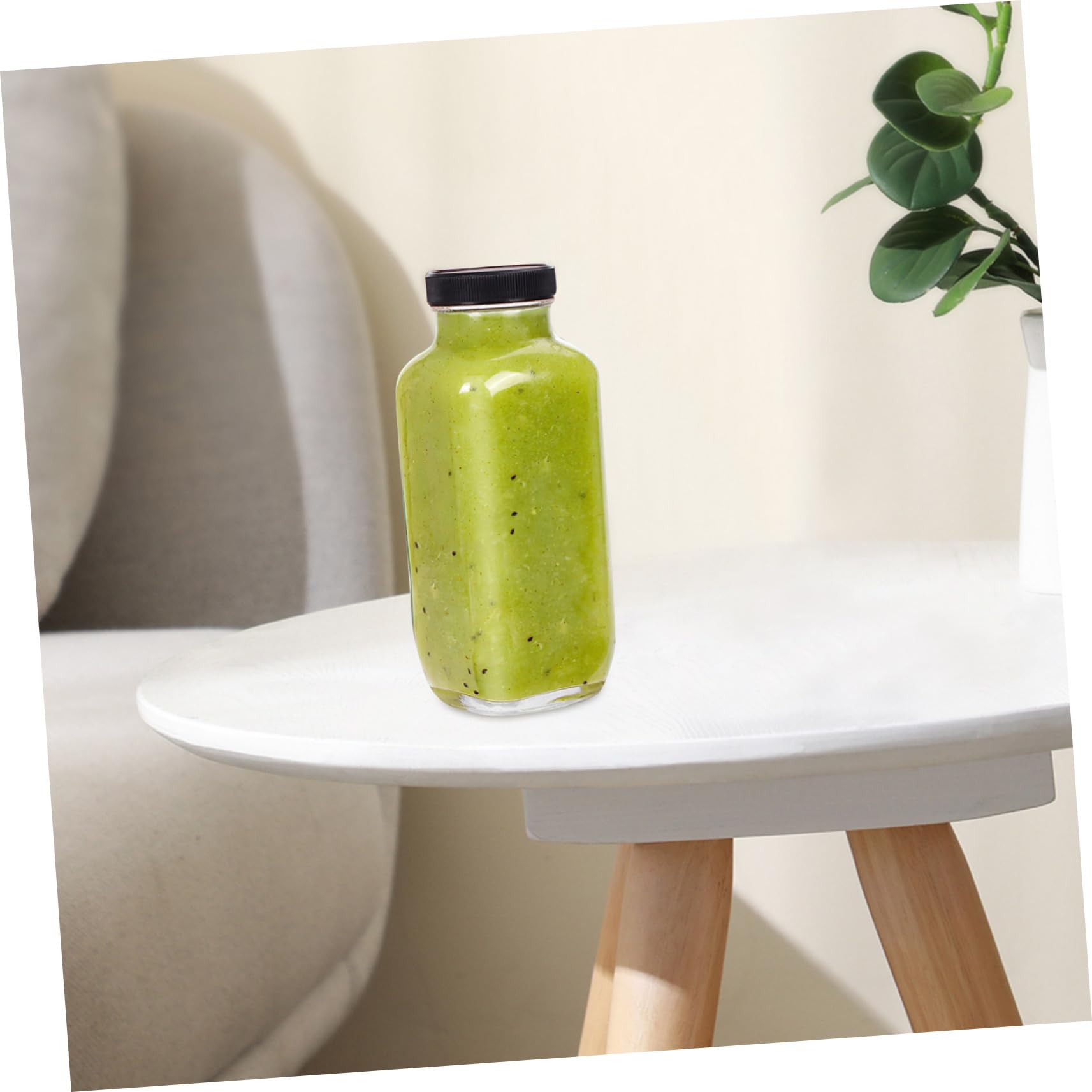 Bottiglie di Vetro Riutilizzabili 4 Pezzi da 500ml con Coperchio, Forma Quadrata, Grande capacità, per Succhi e Bevande in Viaggio o Palestra