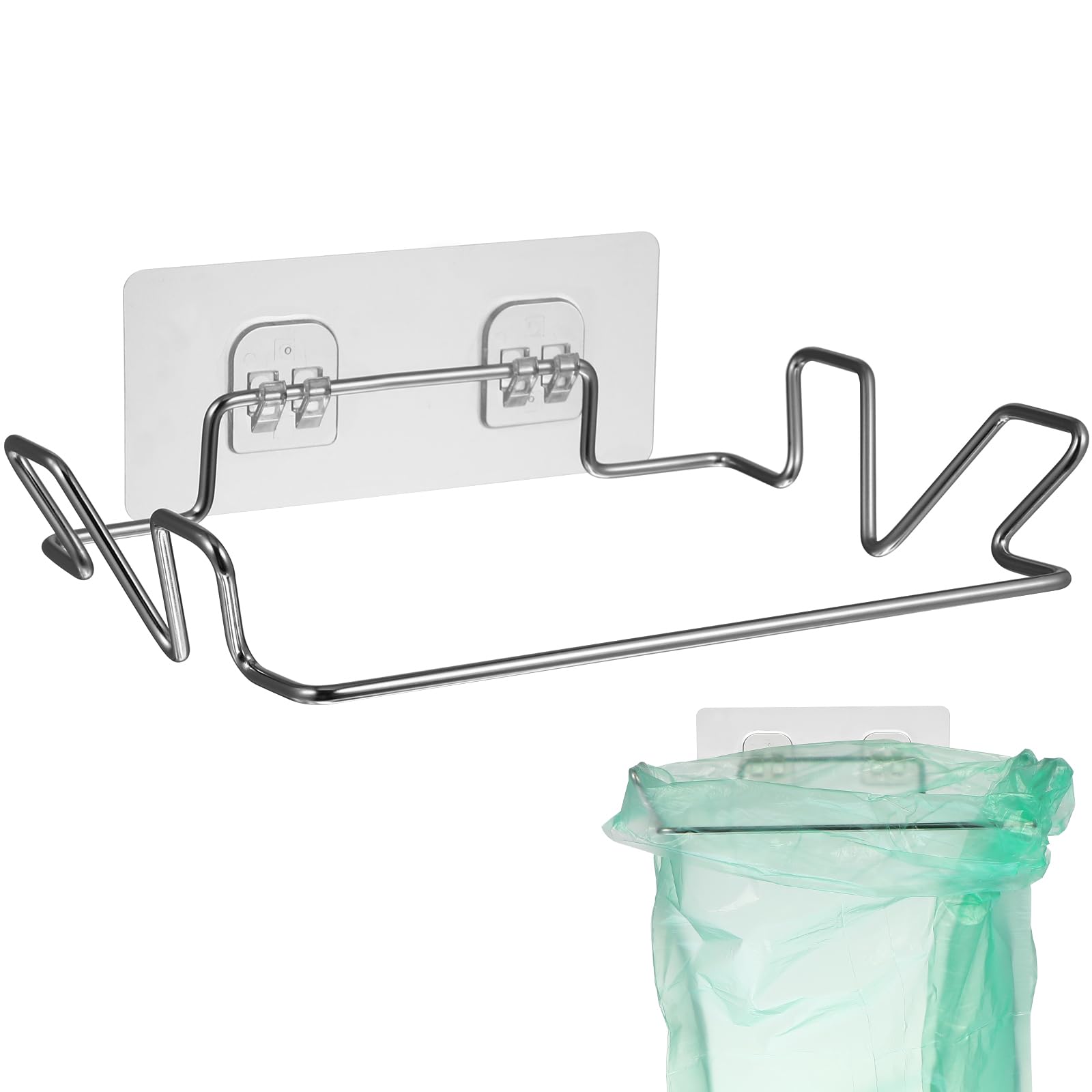 Tomaibaby Set 2 Supporti Per Sacchetti Spazzatura In Acciaio Inox - Porta Appendibile Per Cucina - 2