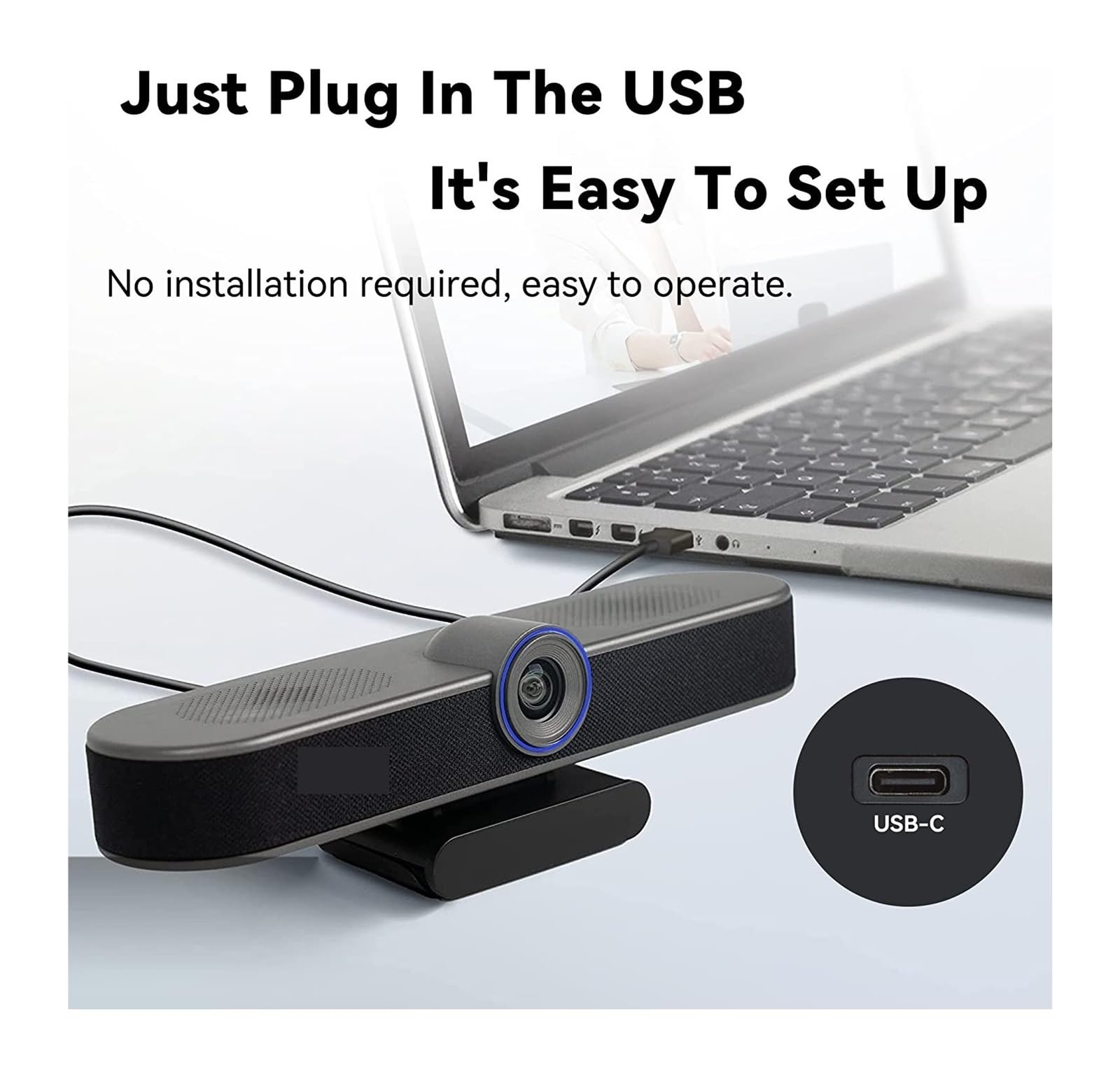 Webcam for PC HD1080P 60FPS Tutto in Uno con microfoni e Altoparlante Webcam grandangolare 108° for conferenze, Streaming Live, Registrazione