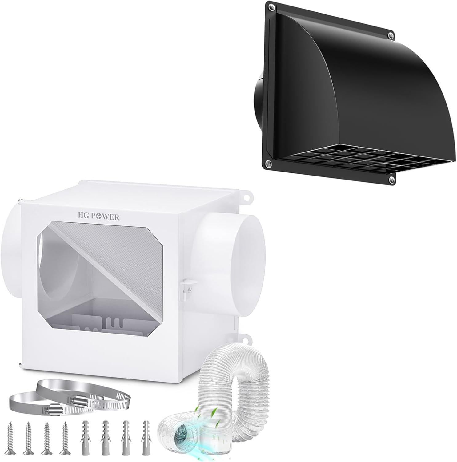 HG Power Dryer Duct Lint Trap Kit with 4 Inch Dryer Vent Cover Outside