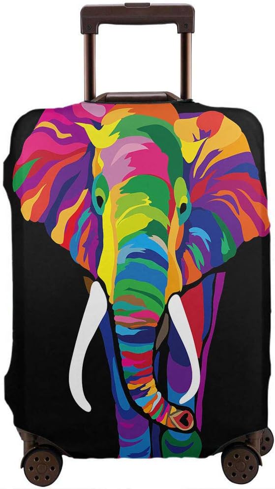 review Moslion Elephant Suitcase Protector Rainbow Bright Color African Safari Animal Elephants Ivory Travel Luggage Covers Baggage XL Fit for 29-32 Inch Suitcase