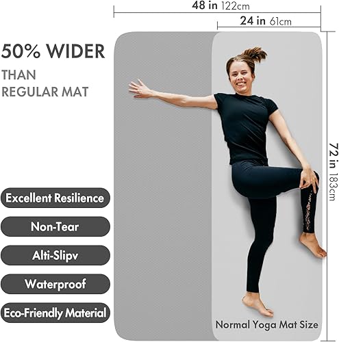 Miniatura 2 de FrenzyBird Esterilla de yoga grande de 6 x 4 pies (72 x 48 pulgadas)  14 pulgadas y 13 pulgadas, extra ancha, 72.0 in x 48.0 in, alfombrilla de