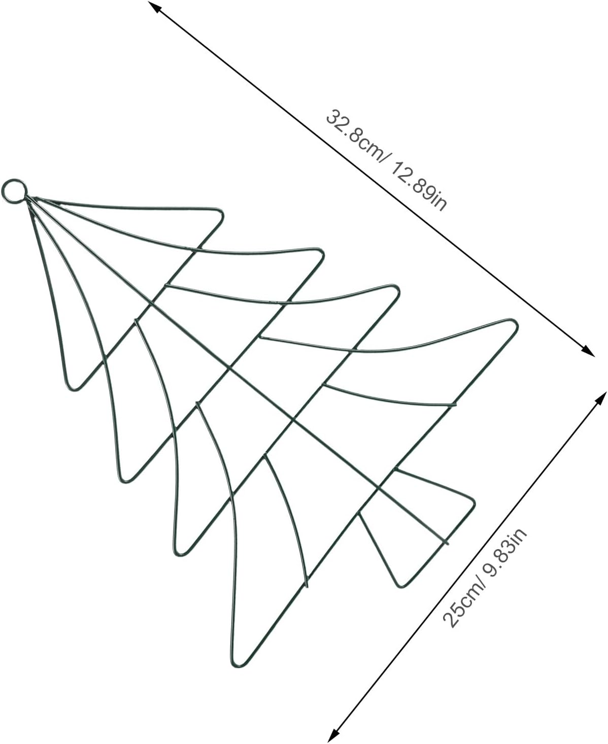 Christmas Tree Shaped Metal Wreath Frame - Iron Wire Wreath Form - 12.89x9.82 x 0.08 mas Garland Frame Hanging Ornament for Holiday Parties DIY Garland Supplies Green