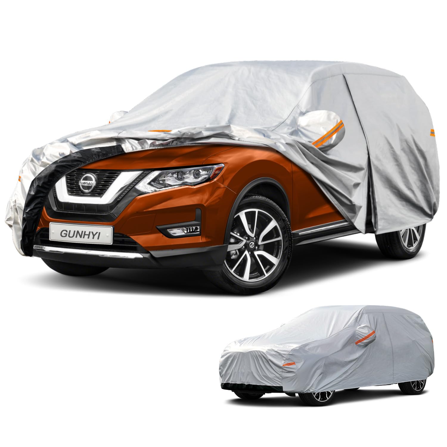 GUNHYI 6 Layers SUV Car Cover Custom Fit Nissan Rogue (2007-2026) | All-Weather Waterproof Heavy-Duty Fabric, scratch-proof cotton lining, outdoor sun/rain/snow/wind/dust protection.