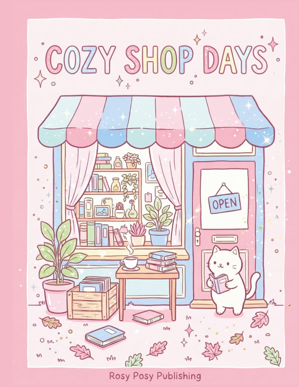 Cozy Shop Days Coloring Book: A Cozy Coloring Book of Cute Shops, Adorable Animals & Relaxing Everyday Scenes