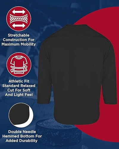 Miniatura 3 de Exxact Sports Hockey Jerseys for Men, Hockey Practice Jersey Adult, Full Sleeve Hockey Blank Jersey, Ice Hockey Jersey