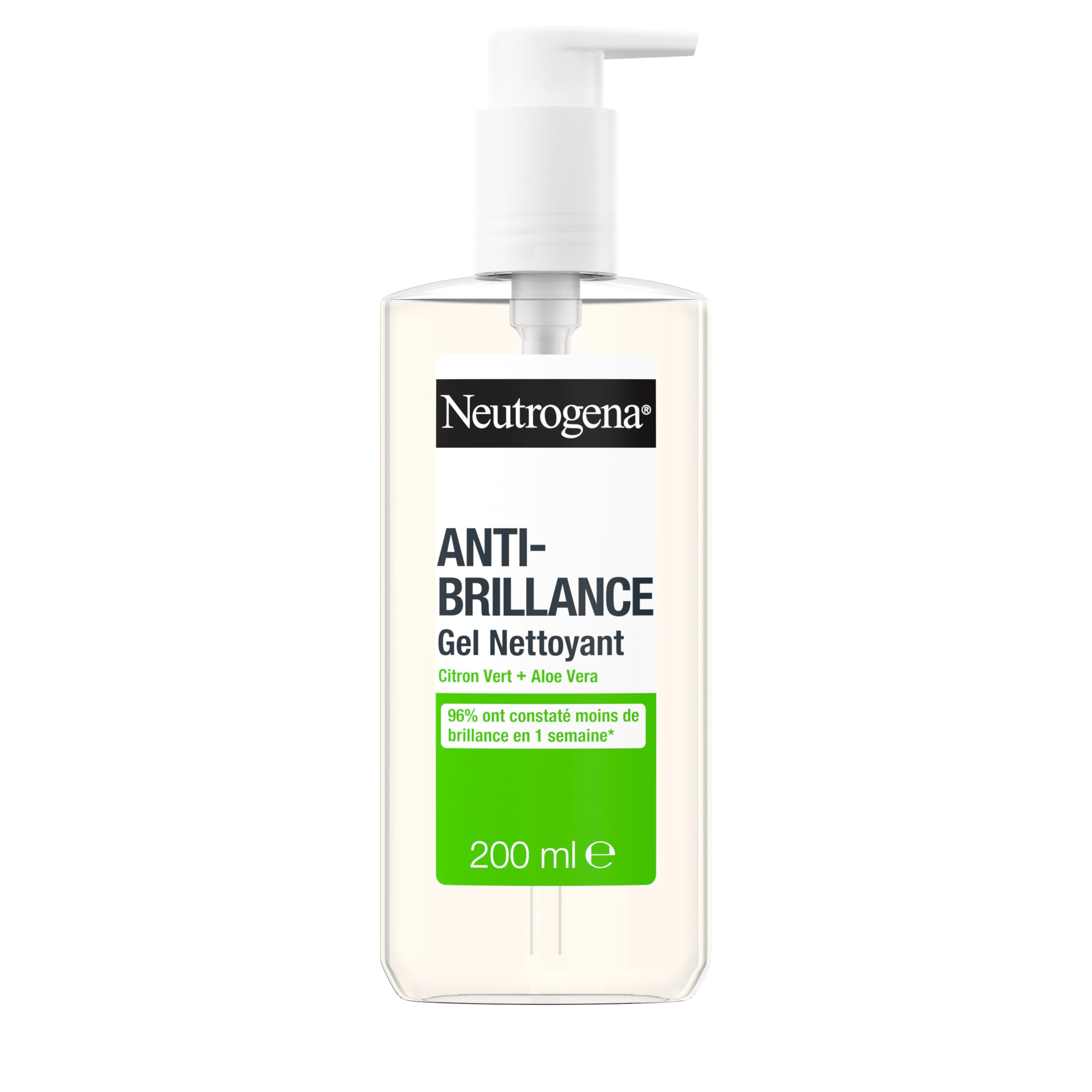 Neutrogena Anti-Brillance Cleansing Gel (200 ml Pump Bottle) - Facial Cleanser with Lime and Aloe Vera (0.5%)