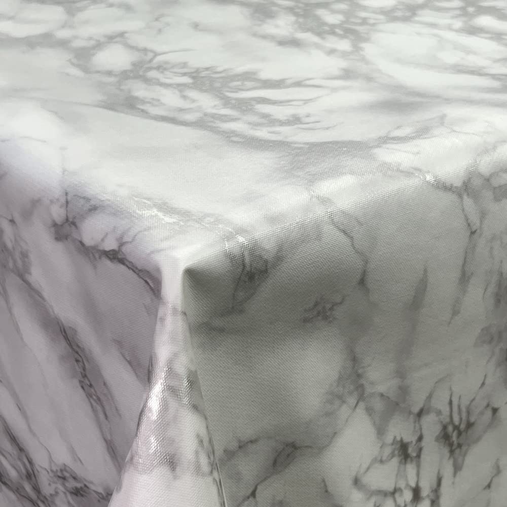 Oh Sew Crafty Limited Silver Italian Pvc Marble Stone Embossed Craft Fabric Tablecloth Fabric 140Cm Wide Per Metre (Silver)
