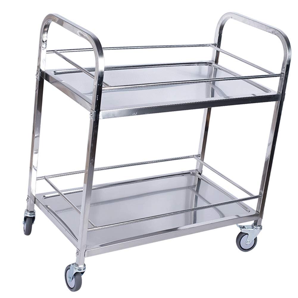 Carrito de acero inoxidable multicapa con ruedas giratorias resistente para hogar y hostelería