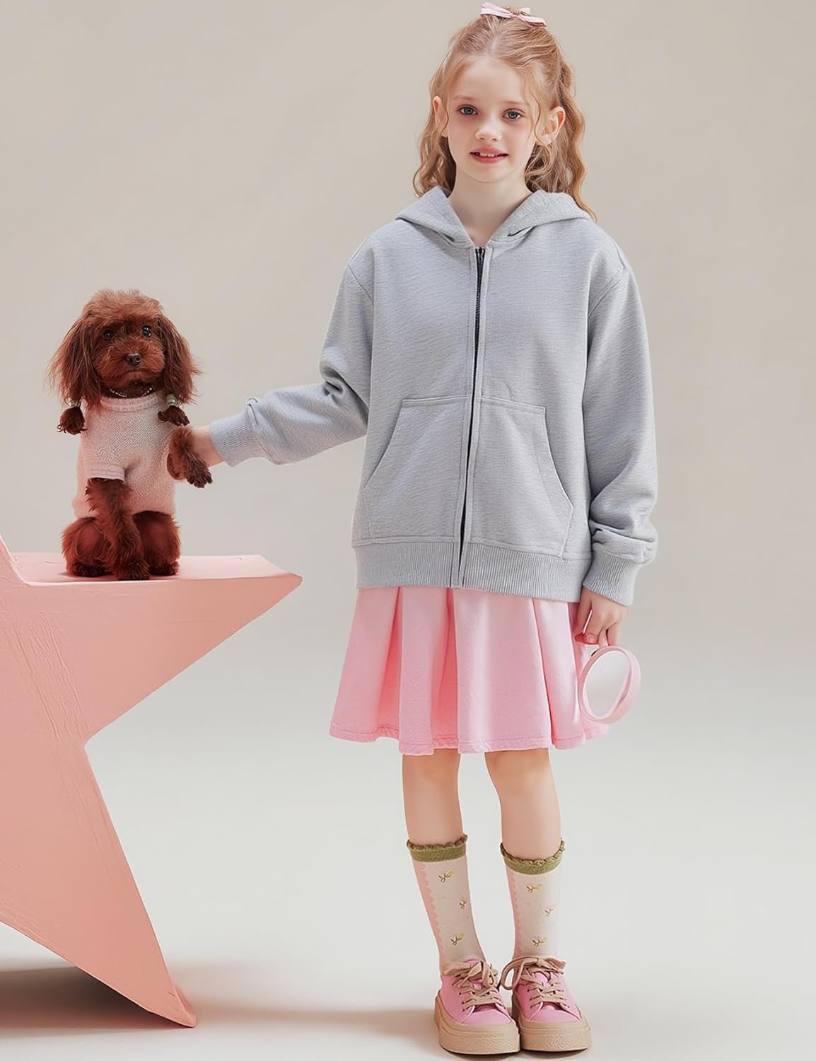 Flygo Unisex Boys Girls Hoodie Sweatshirt Full Zip Up Casual Long Sleeve Solid Jacket Kids Lightweight Outwear with Pockets - Image 4