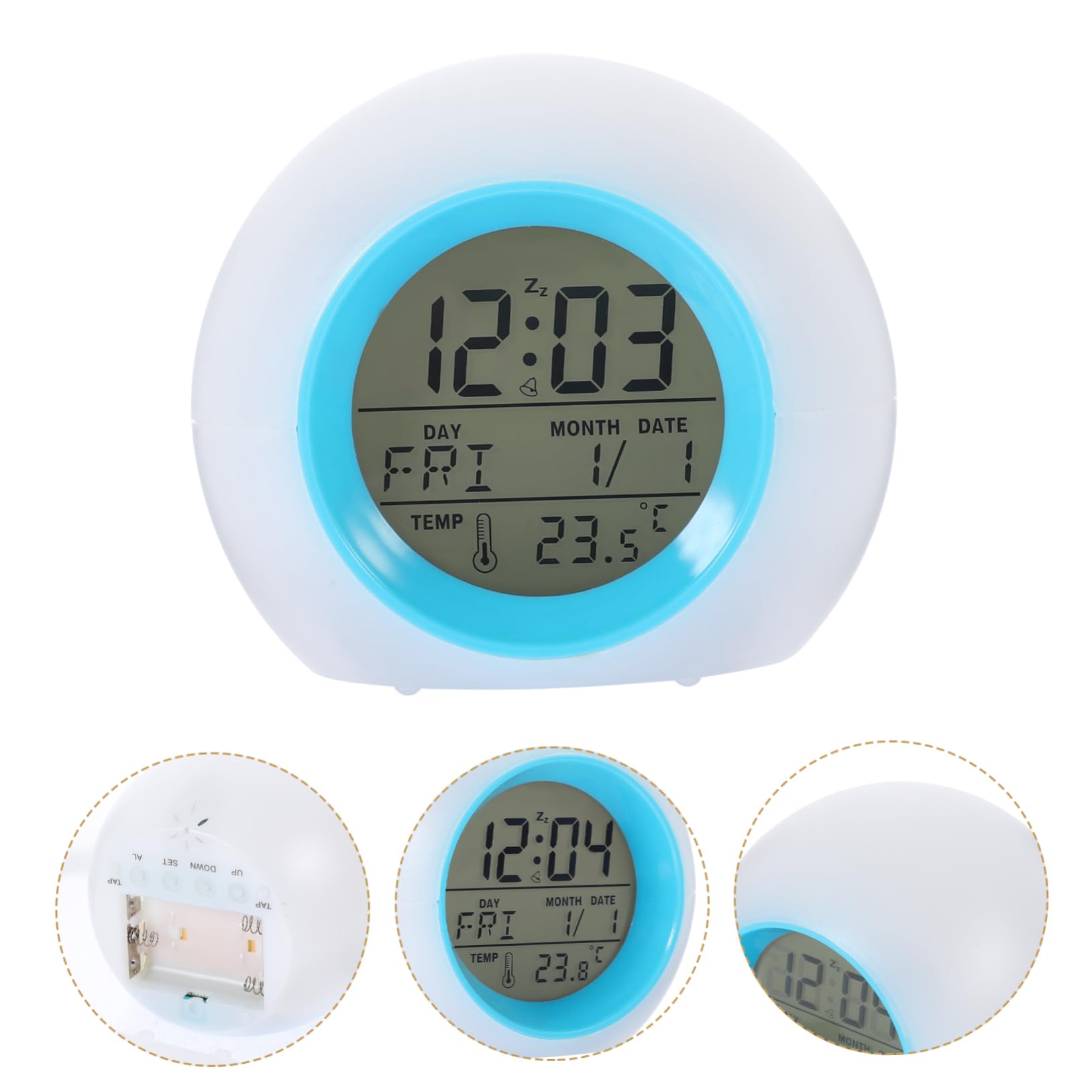 Ciieeo 3piezas Reloj Despertador Infantil Luz Led Colorida y Calendario Lámpara Nocturna Esférica para Niño Niña Función y Sonidos De Sueño Sin Batería Incluida