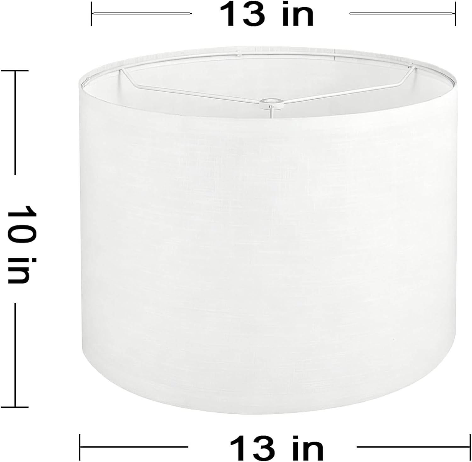 Pure White Linen Drum Lamp Shade, Table Lampshades 13" Top x 13" Bottom x 10" High, Natural Linen Hand Crafted Bedside Lamps Replacement Lampshade