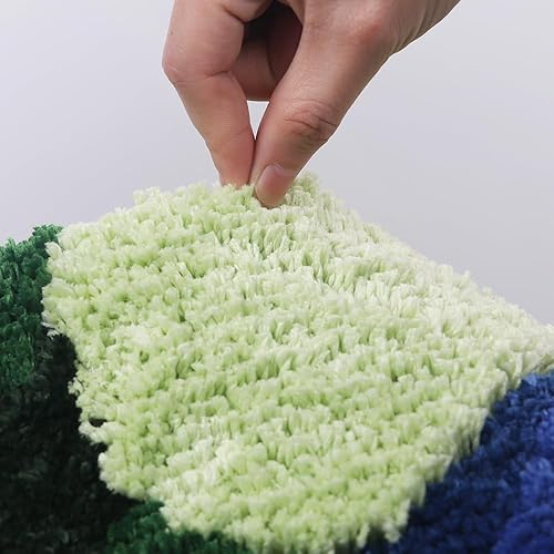 Miniatura 9 de Alfombra de baño con diseño de musgo verde, antideslizante, para decoración de baño, suave, absorbente, peluda, lavable (23.7 x 35.4 pulgadas,