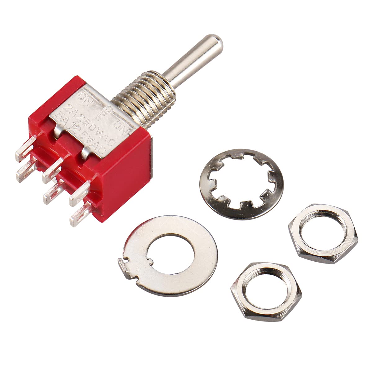 Baomain Toggle Switch MTS-223 DPDT Momentary (ON)-Off-(ON) 3 Files 6 Feet 5A 125VAC 2A 250VAC 10PCS