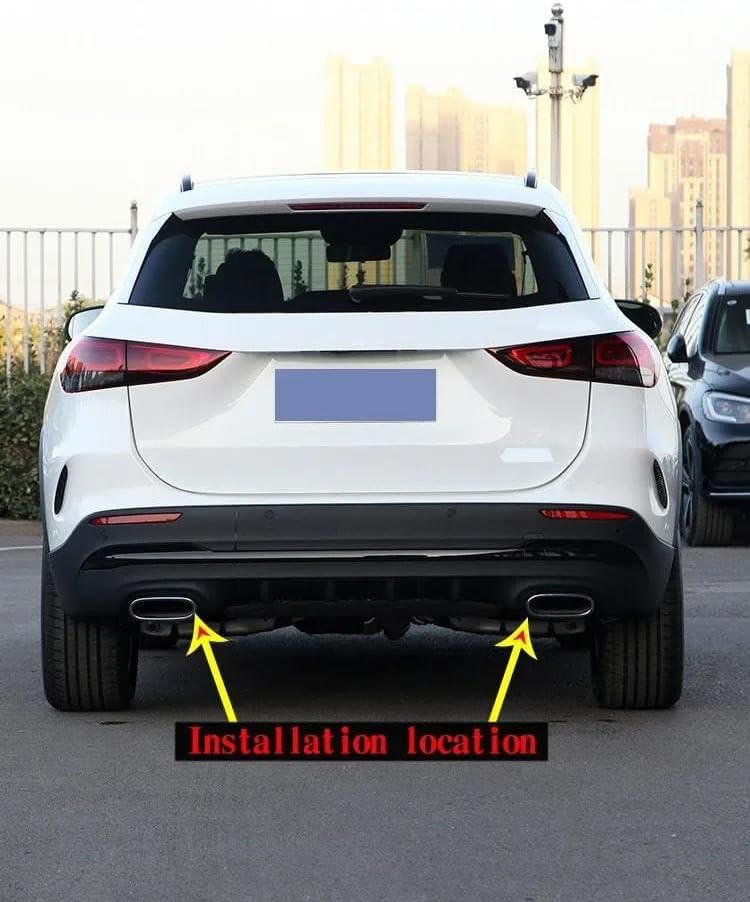 Spare Parts For Benz GLA H247 GLB X247 4WD 2020-2025 Stainless Steel Rear Bumper Dual Exhaust Pipe Exhause Cover Car Accessories(Silver)