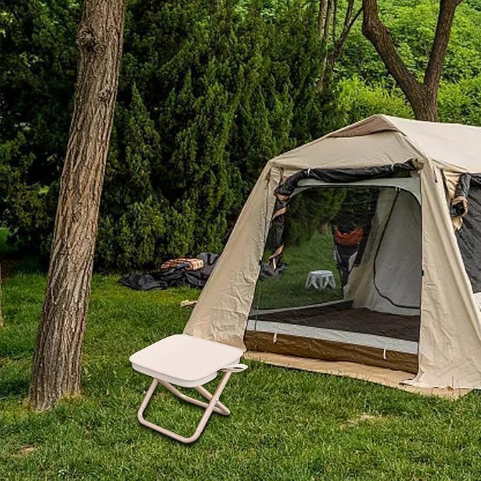 Image of Portable, Mini Aluminum Folding Camping Chairs, Folding Stool with Bag, Foldable Stool for Camping, Lightweight, Fishing,