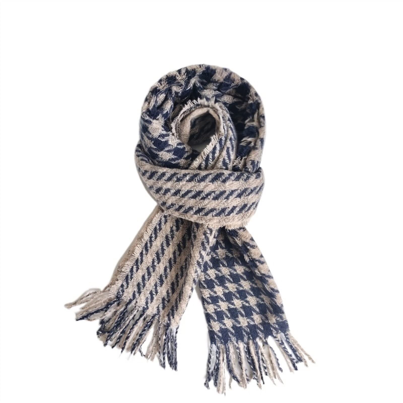 Szal Szalik Zimowy szalik w kratkę Wszechstronny Modny duży szal Wykwintny duży pałąk na szyję Tassel Design，200cm Szalik damski