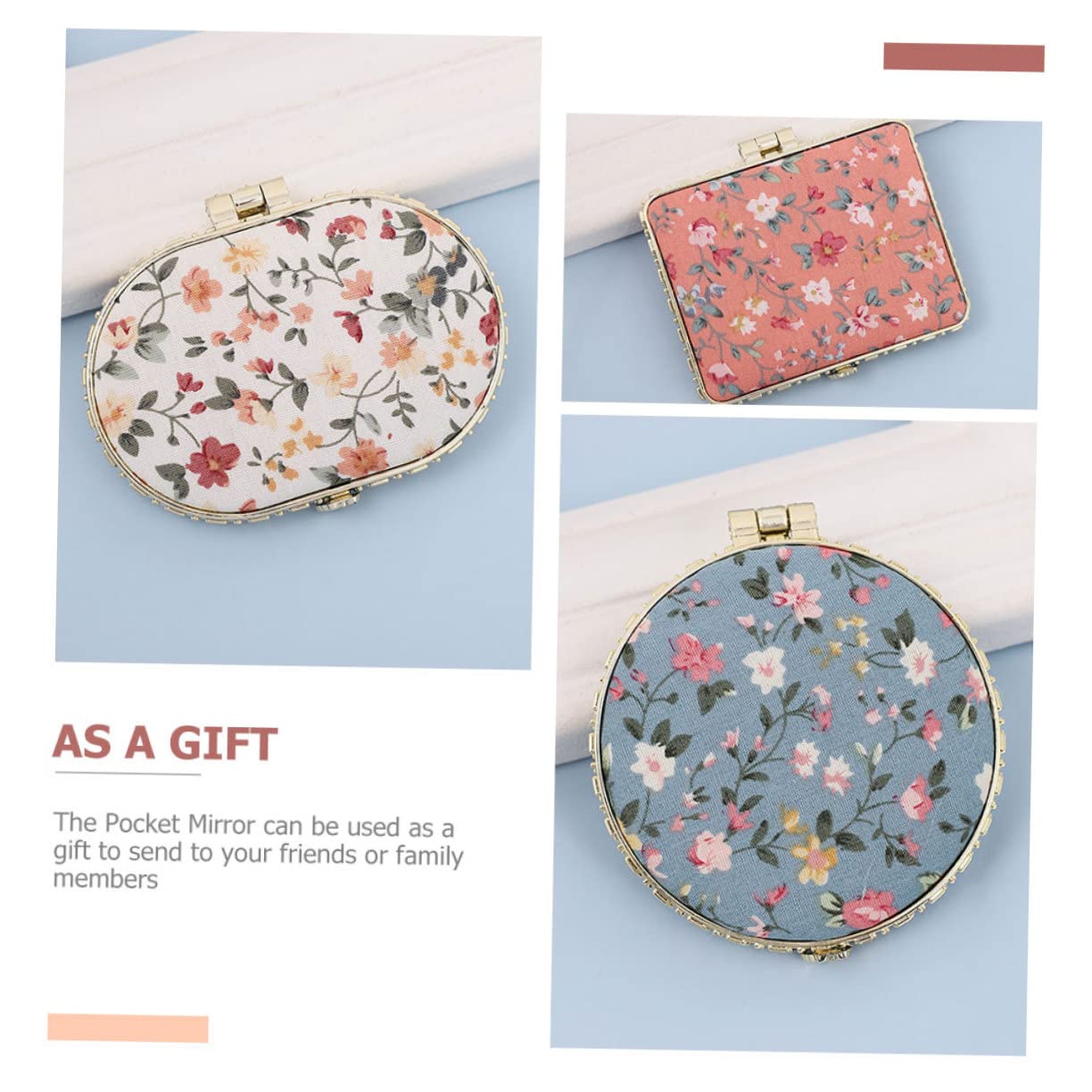 SHERCHPRY Espejo De Bolsillo Pequeño Floral Compacto para Viaje Espejo De Mano para Maquillaje Femenino con Diseño Vintage Y Alta Definición 8 Piezas X 3