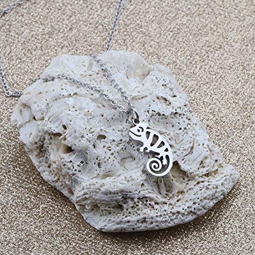 Chooro Tiny Chameleon Necklace Iguana Necklace Chameleon Jewelry Reptile Jewelry Chameleon Iguana Shaped Animal Charm Gift (Chameleon Necklace) #TOP3