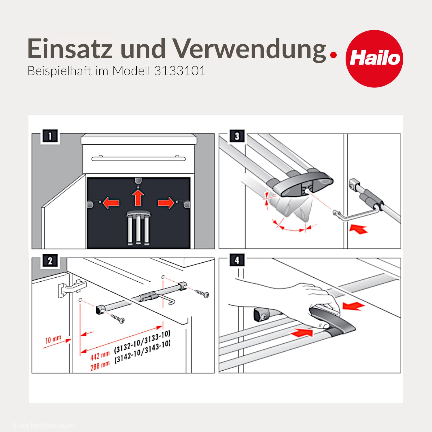 Hailo Handtuchhalter 3133101 | Secco Alu Line | Aluminium Handtuchtrockner | 3-armig | Schwenkbar & Ausziehbar | Platzsparend | Hochwertige Handtuchstange für Bad & Küche | Wand- und Seitenwandmontage