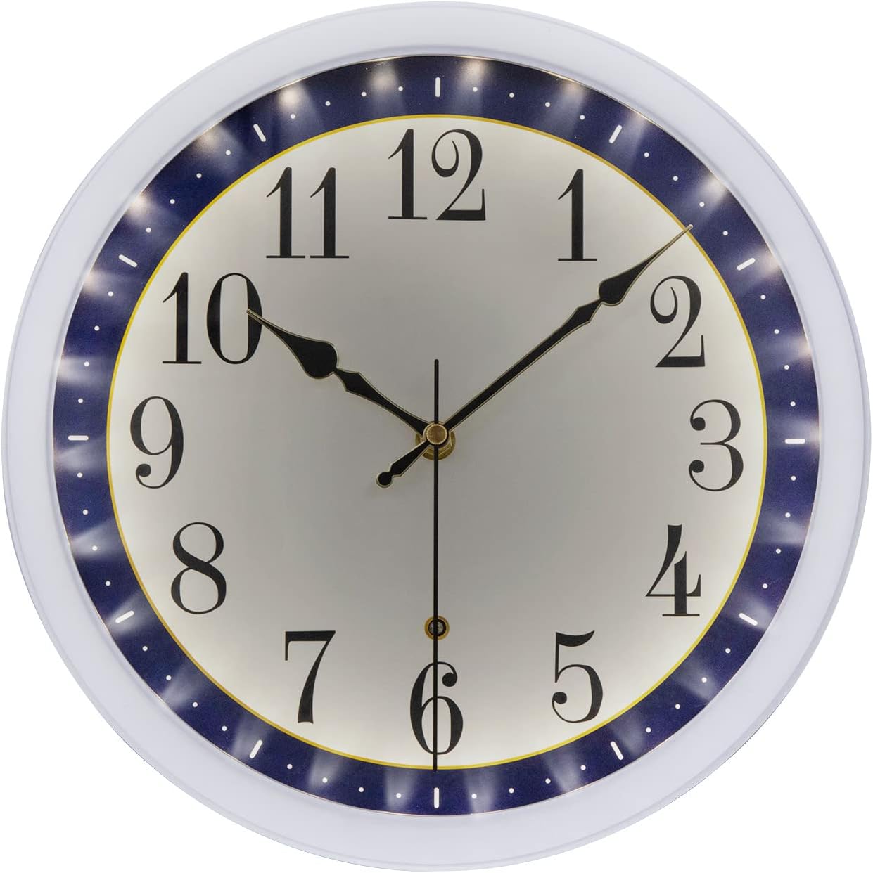 Lighted Wall Clocks,12 Inch Silent Non-Ticking Night Light Wall Clock, Glow in The Dark Battery Operated Wall Clocks for Bedroom Living Room