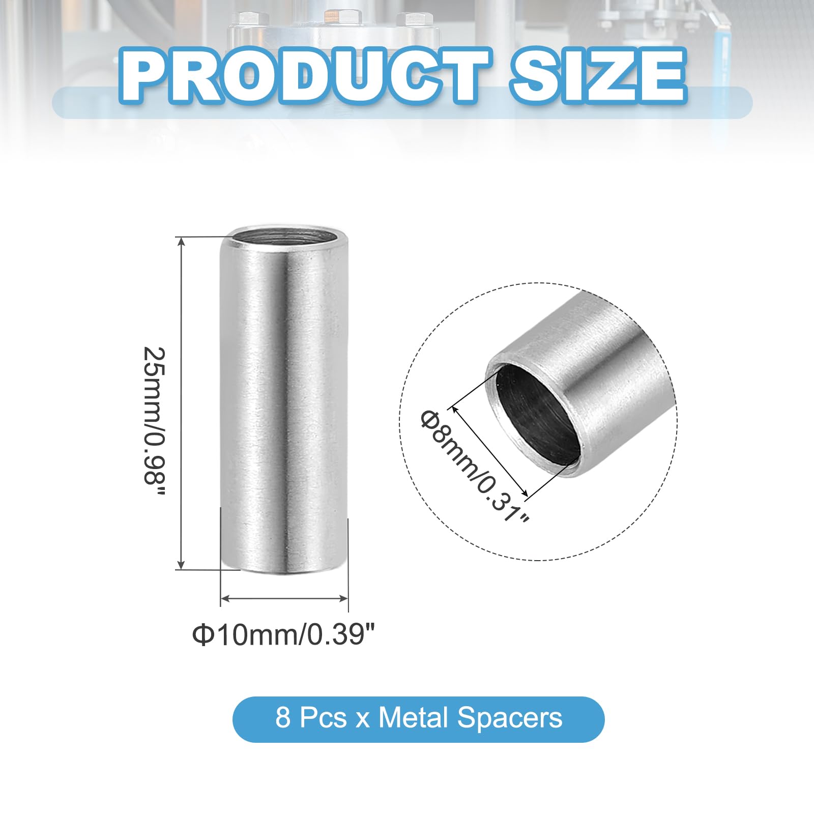 PATIKIL 8 Pcs Stainless Steel Spacers - Image 2