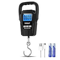 Vista 15 de SKEAP Báscula de pesca digital para colgar, báscula de equipaje de 110 libras, mango grande mejorado y pantalla LCD retroiluminada, balanza Naranja