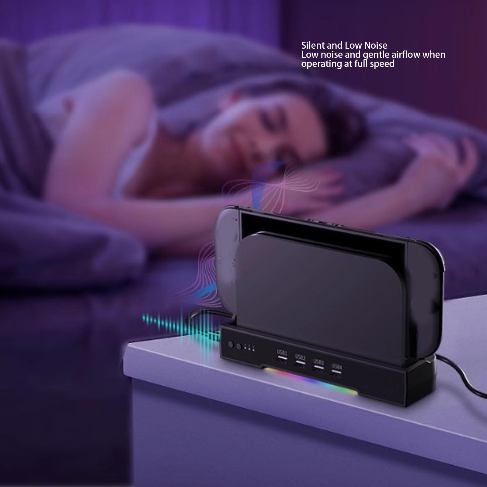 Lylithuif Base di raffreddamento adatta per 2 Console Stazione dock di raffreddamento a doppia ventola con 2 porte HUB USB 3 velocità regolabili Montaggio a parete con luce RGB per