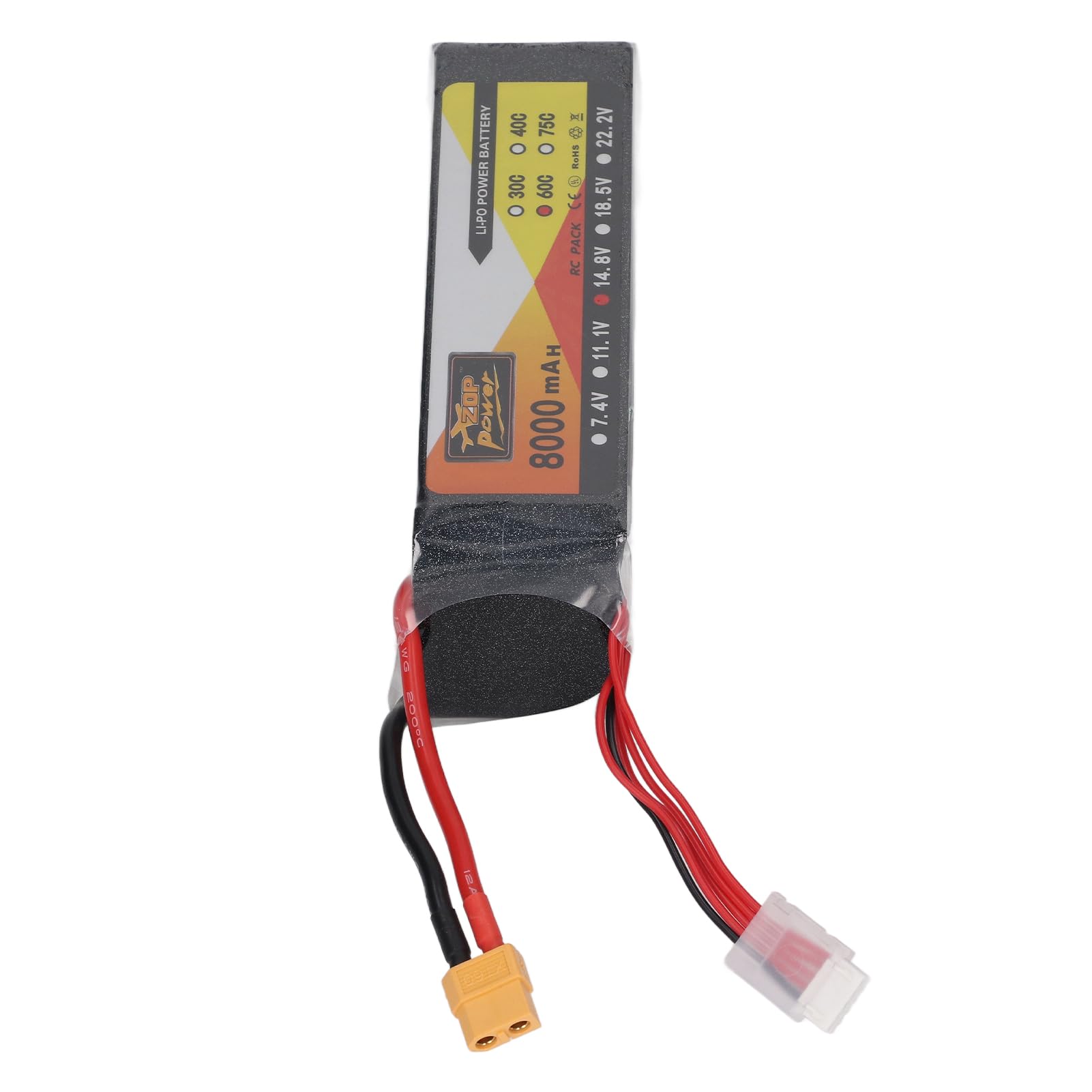 Batteria per Drone da Corsa RC per Auto Quadcopter XT60 Spina FPV, con Elevata velocità di Scarico, Batteria Ricaricabile 8000mAh 60C 14.8V LiPo