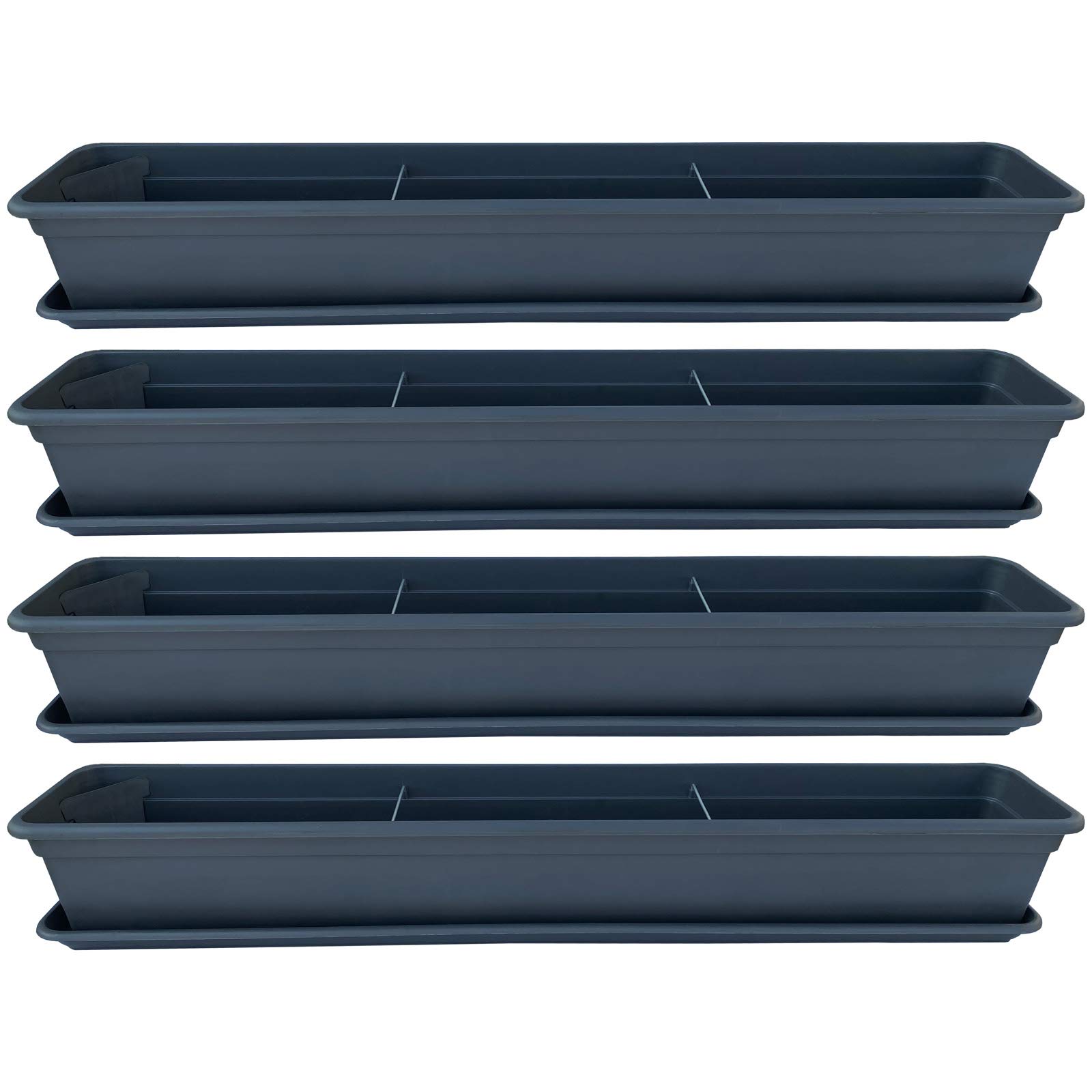 Hossi's Wholesale Jardinera con almacenamiento de agua de 80 cm, 4 unidades, para balcón, color antracita con platillo