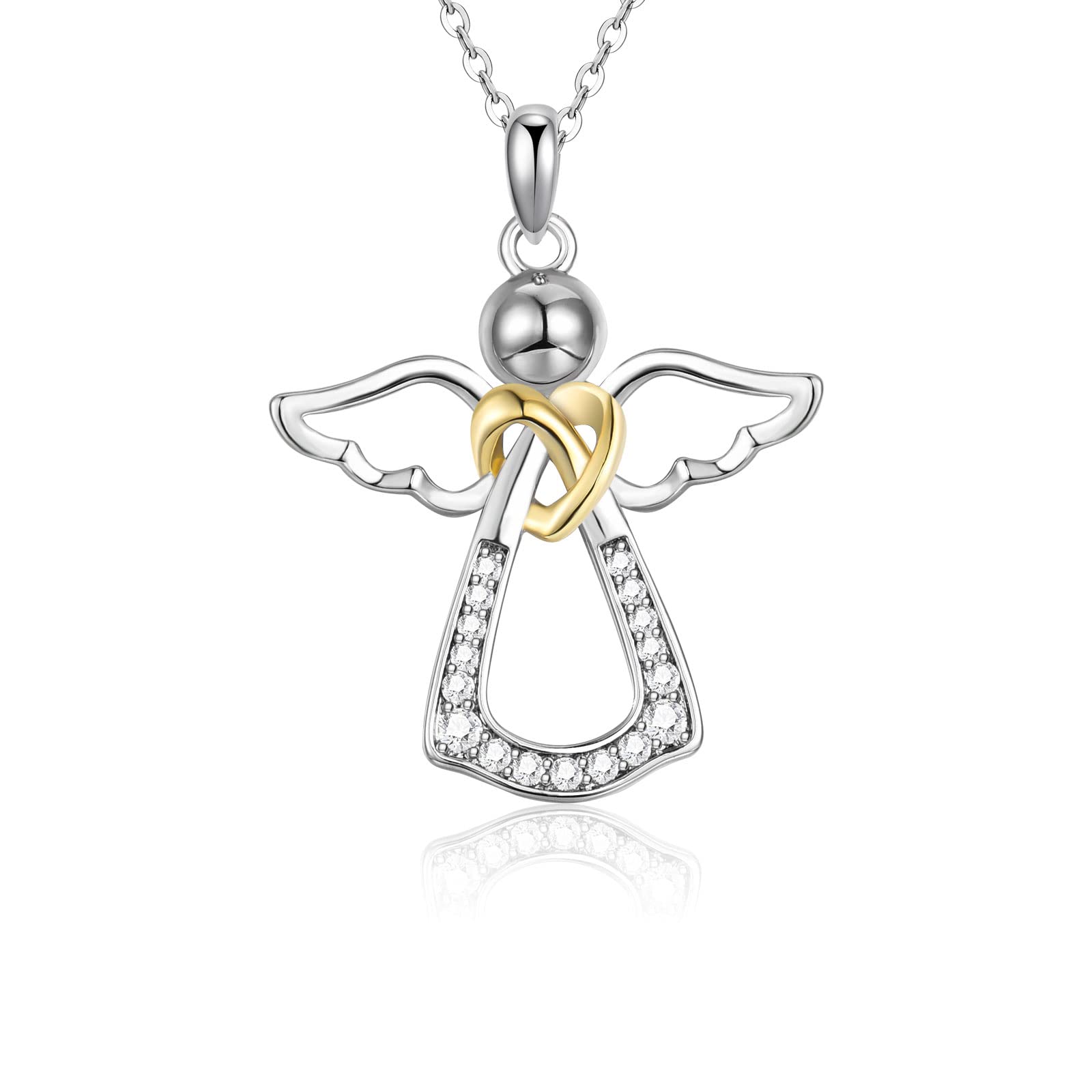 Schutzengel Kette 925 Silber Halskette Engel Anhänger Geburtstag Geschenke für Frauen Mädchen Kinder
