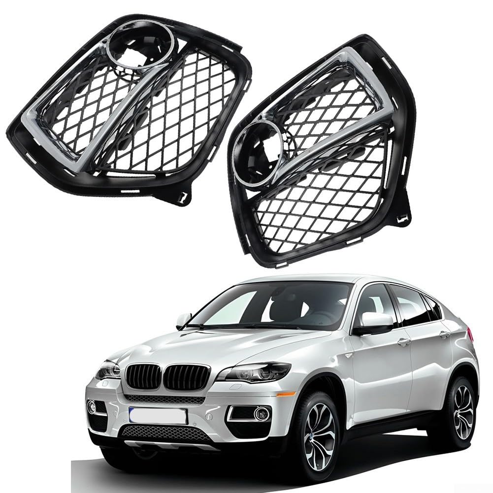 Frontschürze Nebelrahmen Set für für bmw X6 für e71 2012-2014(Right) | Direkter Ersatz, OEM 51117312605/06, passgenaue Montage, schwarzes Finish, Frontansicht Upgrade
