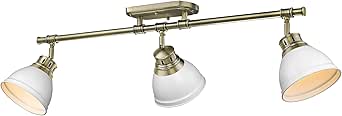 Duncan 3-Light Semi-Flush - Track Light in Aged Brass with Matte White