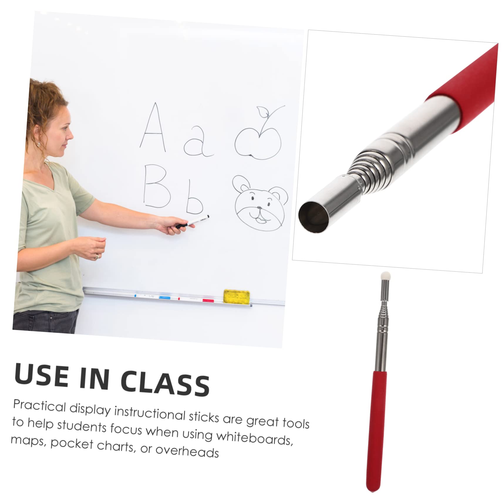HOMSFOU Handheld Indicator Stick Extendable Pointing Rod for Teachers Multifunction Blackboard Pointer for Classroom Teaching and Reading for Engagement