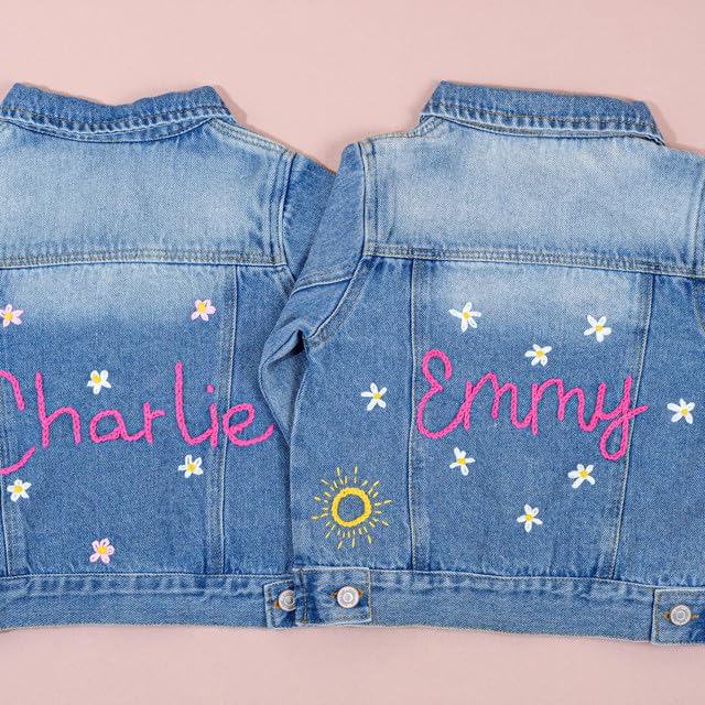 Personalized Girls Denim Jacket with Name, Custom Embroidered 0-3 Year Old Girl Boy Jean Jacket, Baby Birthday Gift3