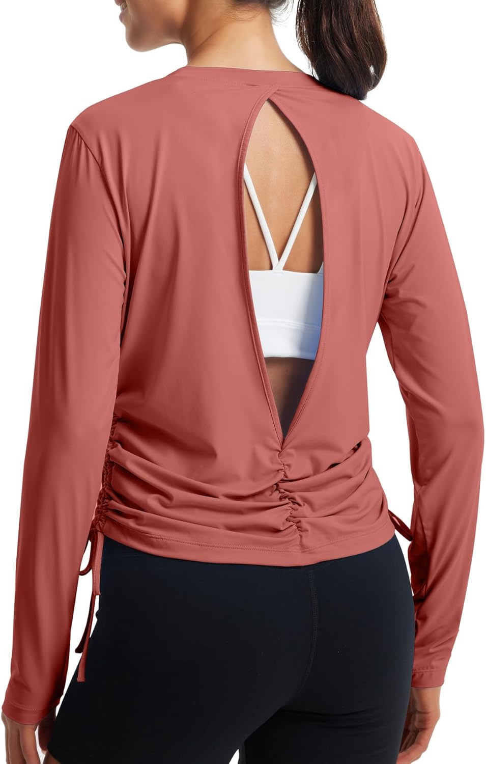 Libin Women’s Long Sleeve Workout Tops UPF 50+ Sun Protection Shirts Open Back Quick Dry Athletic Yoga Running T Shirt