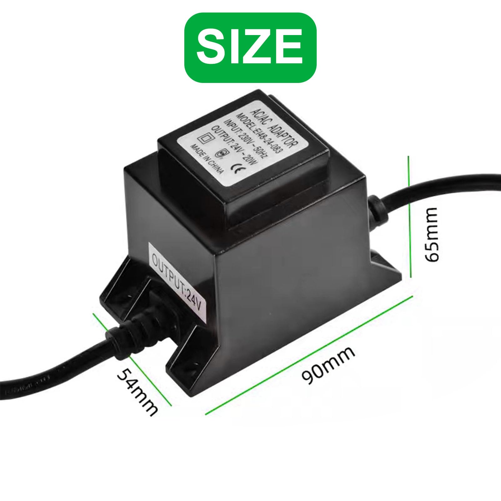 Transformador LED de 24 V CA/CA, 50 W, para exteriores, IP68, 220 V, 24 V, con enchufe, para iluminación LED y bombas de estanque.