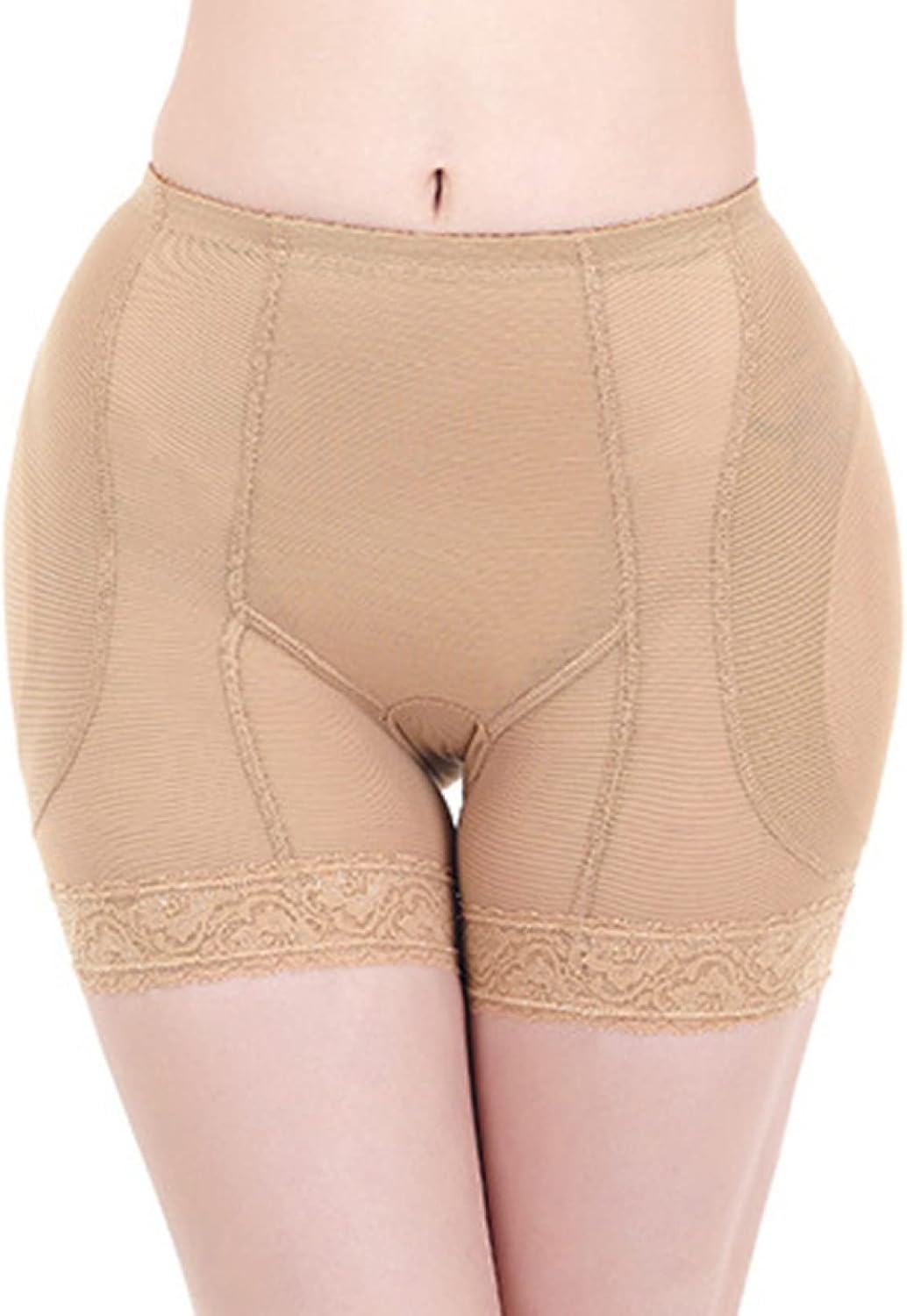 butt lifter slipje body shaper gewatteerde shapewear spons pads nep kont broek hip shorts Beige