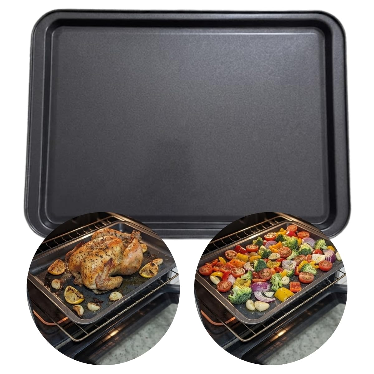 1 Forma Bandeja Teflon Rasa Biscoito Antiaderente 43cm | Assadeira retangular em aço