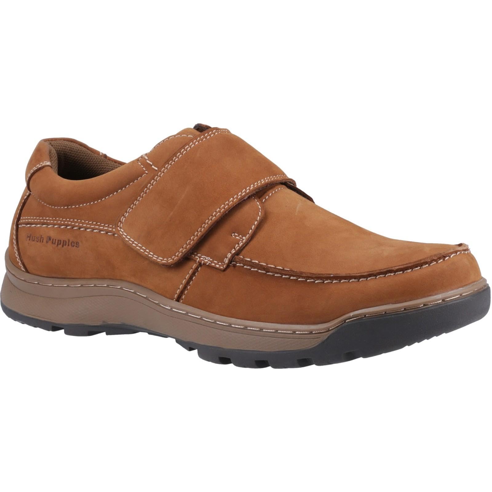 Hush Puppies Men's Light Casper Touch Fastening Shoes - Tan Nubuck - 9 Uk