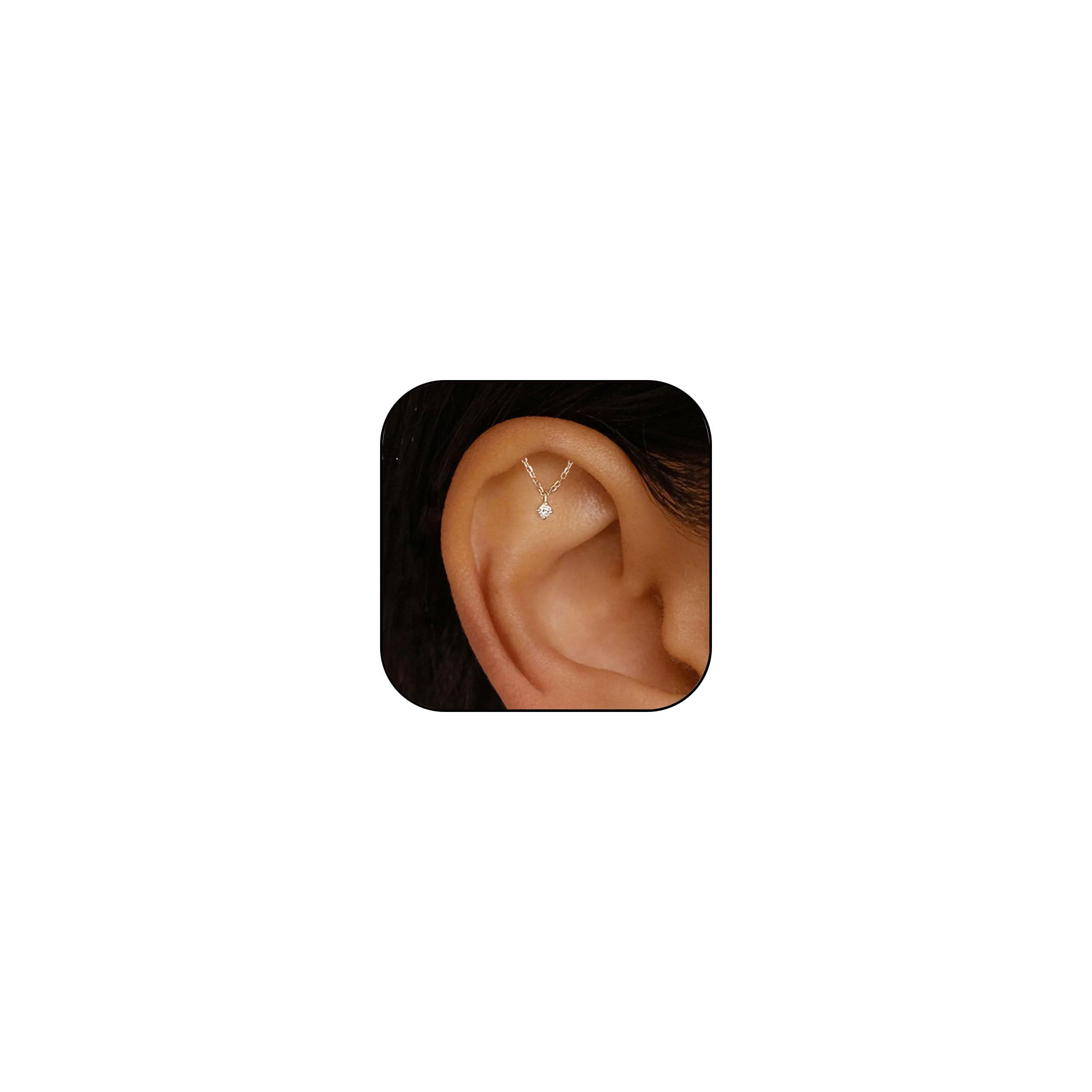 TACBSPHelix Dangle Earrings for Women - Flat Back Hypoallergenic Cartilage Piercing Jewelry - Forward Helix Earrings