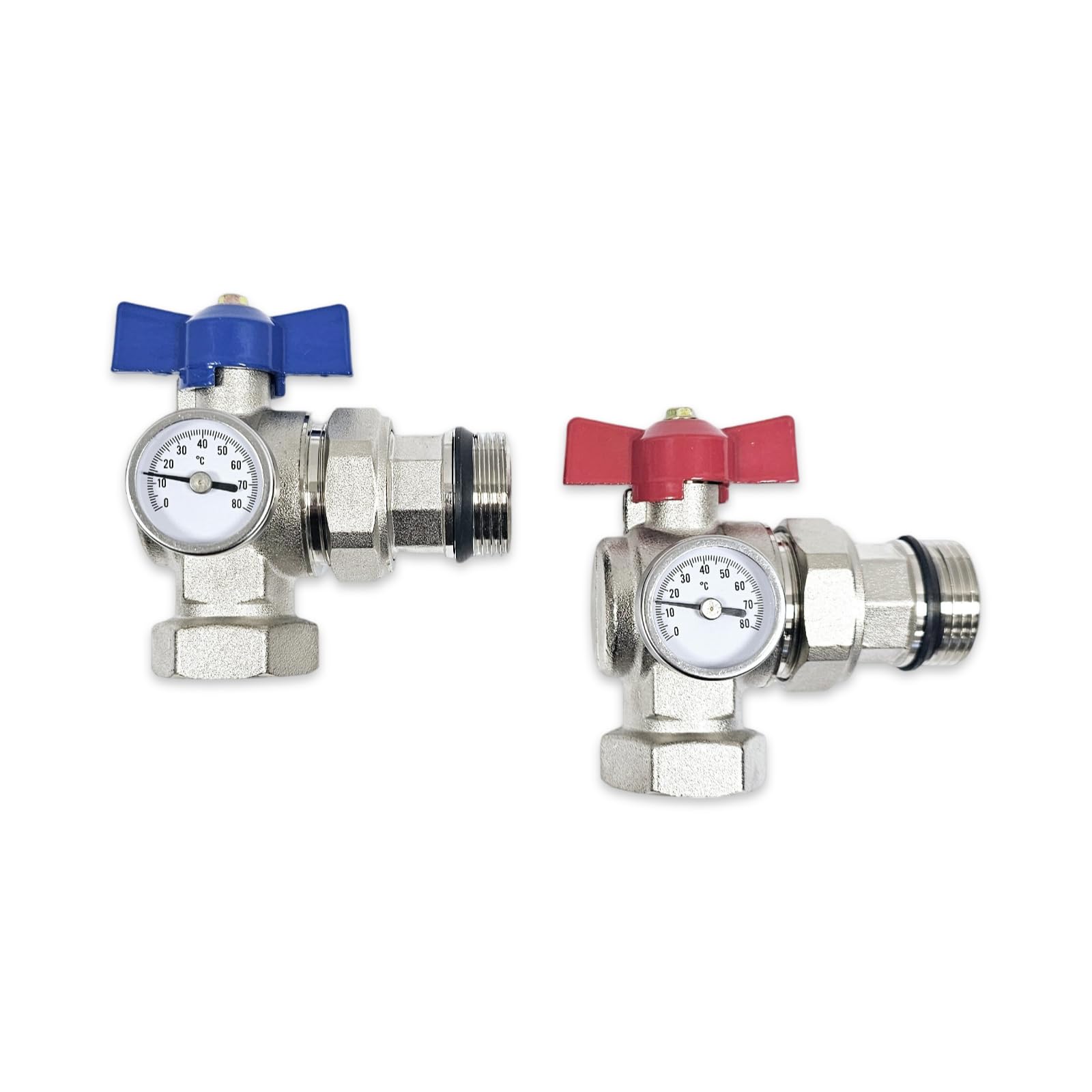 Wärmer System Angle Isolation Ball Valve with Temperature Gauges Set 1 inch