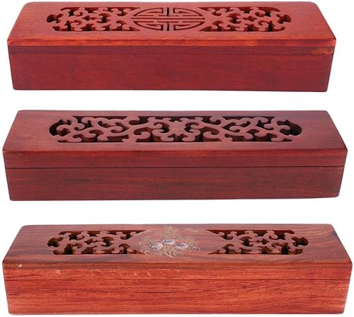 Miniatura 7 de Quemador de incienso de ataúd de madera, 11 pulgadas Vietnam Nanmu Joss Stick Holder Burner Storage Coffin Box Ash Catcher
