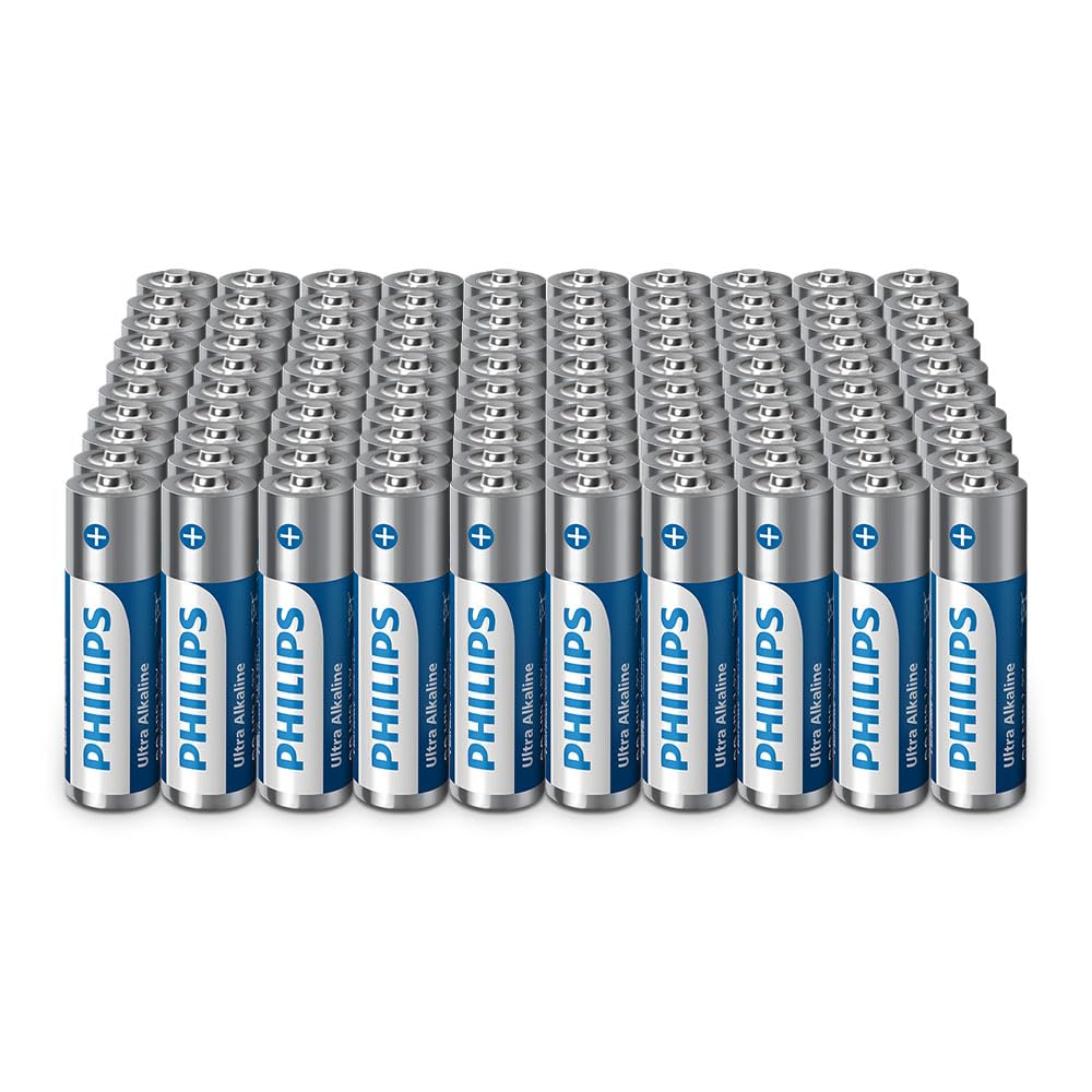 Philips Philips Ultra AA Alkaline Batteries - Bulk Pack for High-Usage Devices and Offices, Pack of 100