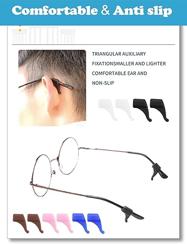 Miniatura 3 de Omnful Ganchos antideslizantes para las orejas, soporte para lentes, retenedores de gafas, funda de silicona suave para puntas de patillas,