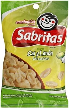 Sabritas Salt and Lime Peanuts, 7 Ounce Pack of 12